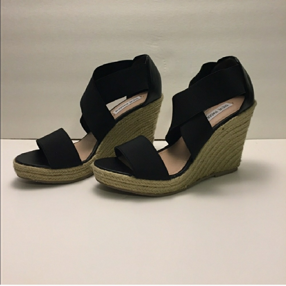 Black Steve Madden P-Starla Espadrille Wedge